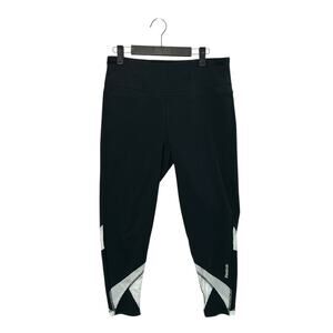 Reebok Stretch Cotton High Waist Tight Fit Leggings NWT Women's Sz L Black Ankle